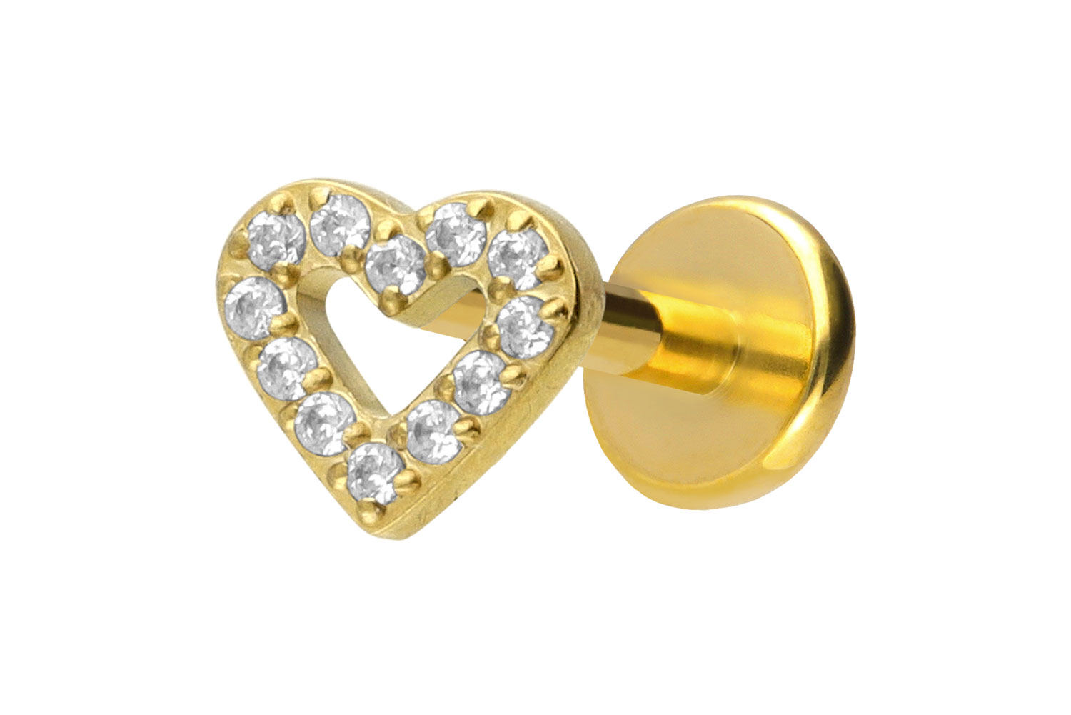 Titan Labret Piercing mit Push Fit KRISTALLHERZ